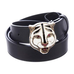 Gucci Ceramic Tiger Clasp Belt in Black